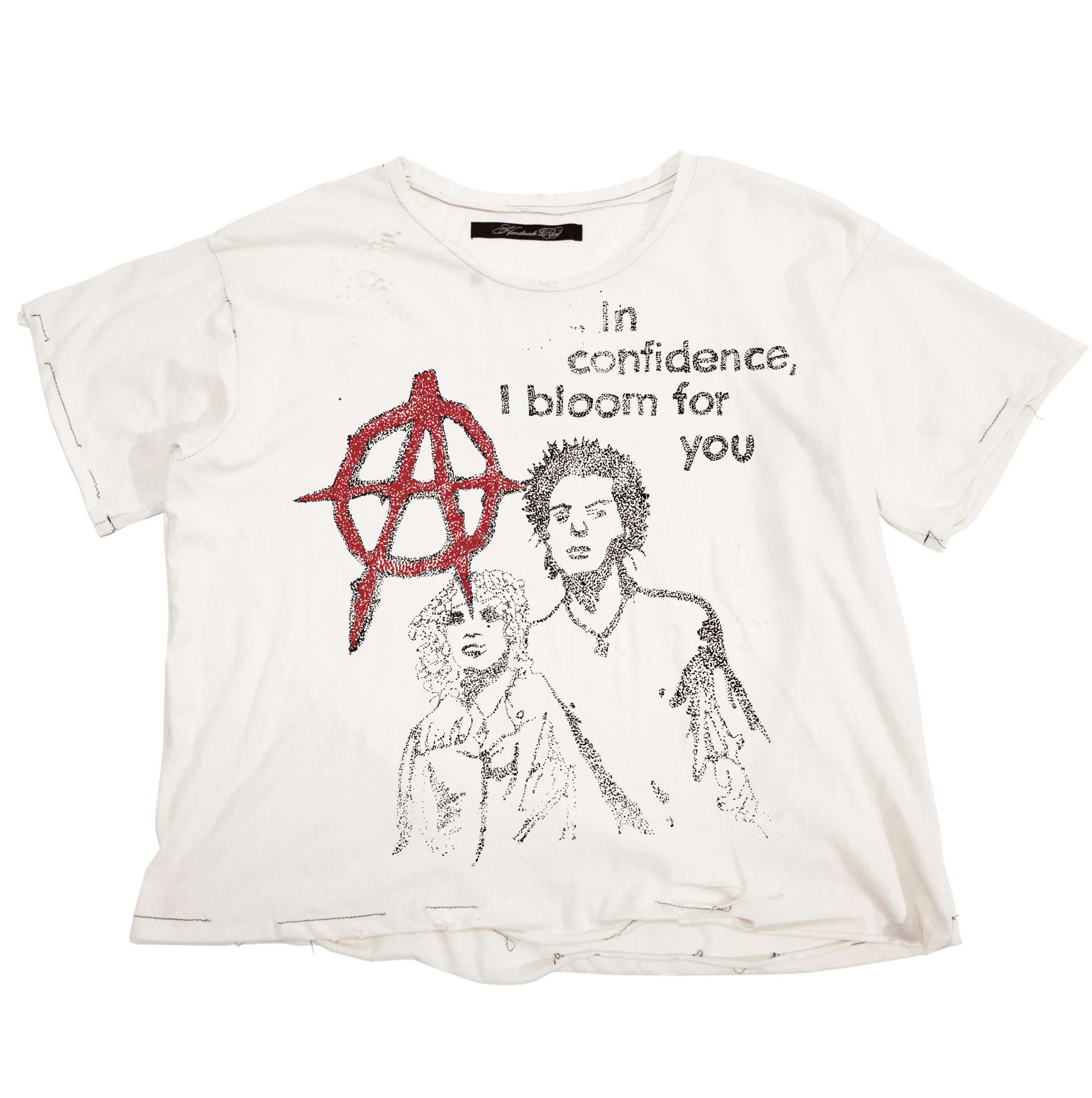 1:1 Hand Drawn Vicious - VNTG WHITE TEE - Handmade Rust