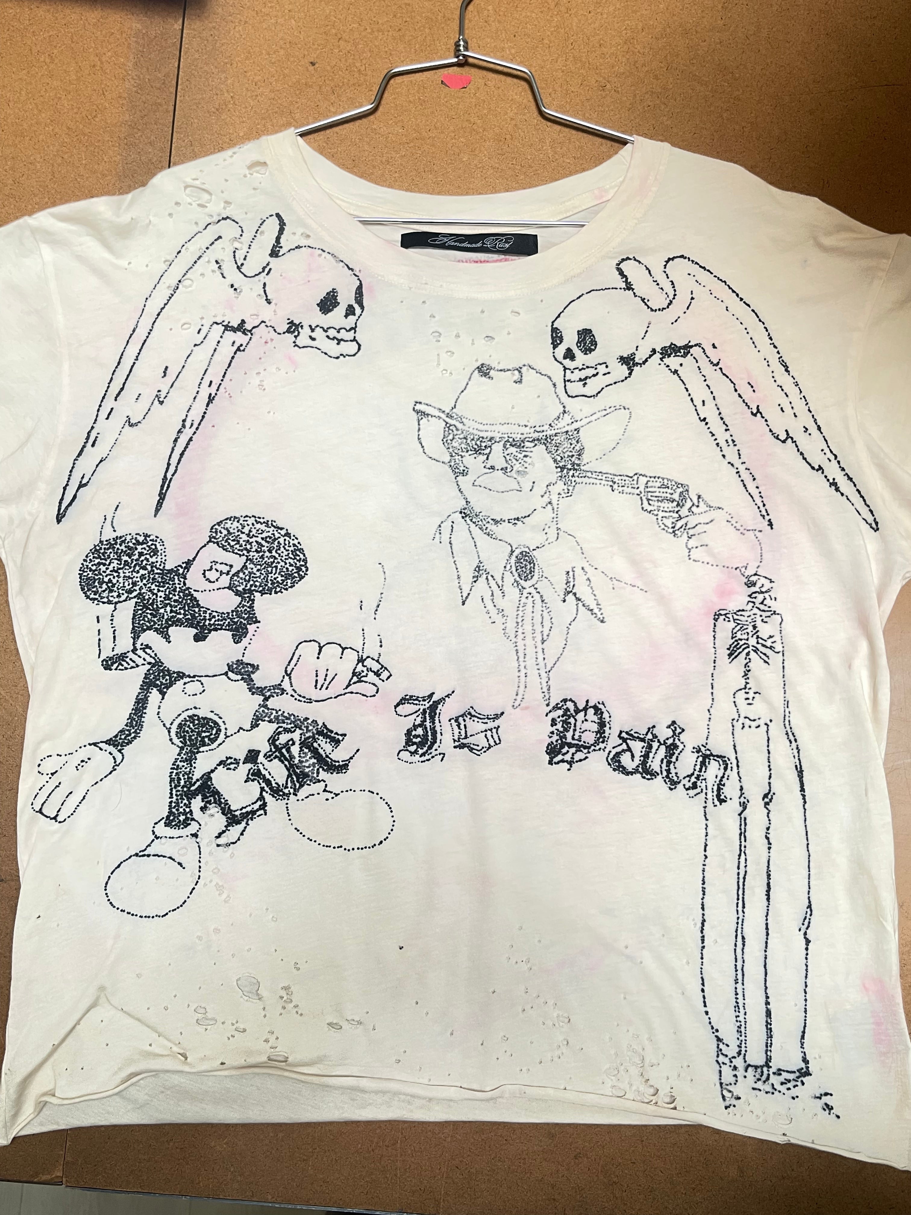 1:1 Hand Drawn EAT SHIT - VNTG WHITE TEE