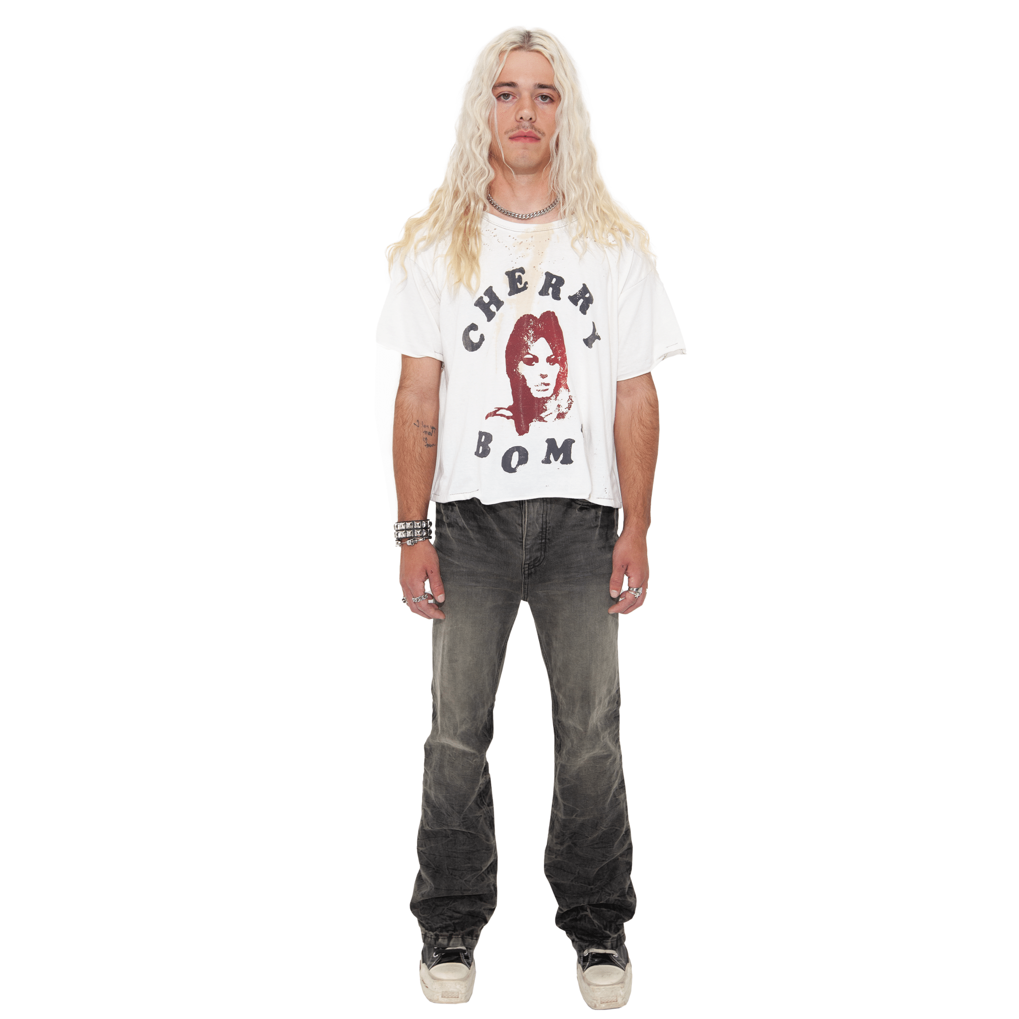 AMERICANO - VNTG WHITE TEE - Handmade Rust