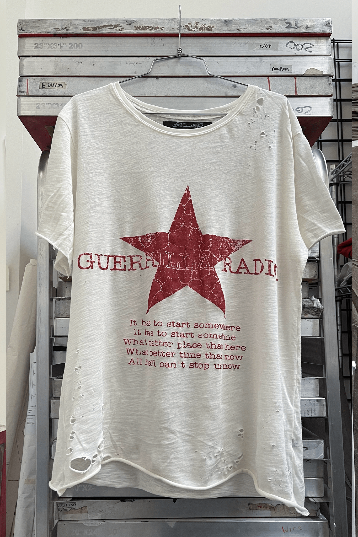 RADIO - DISTRESSED TEE - Handmade Rust